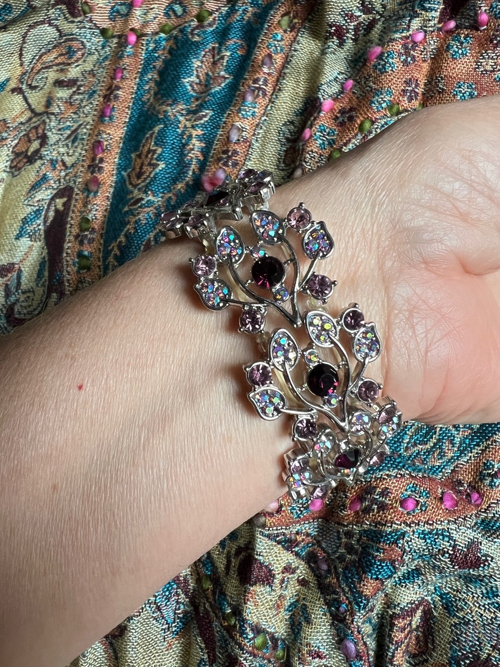 Danbury Mint Cherry Blossom Aurora Borelis Crystal Bracelet